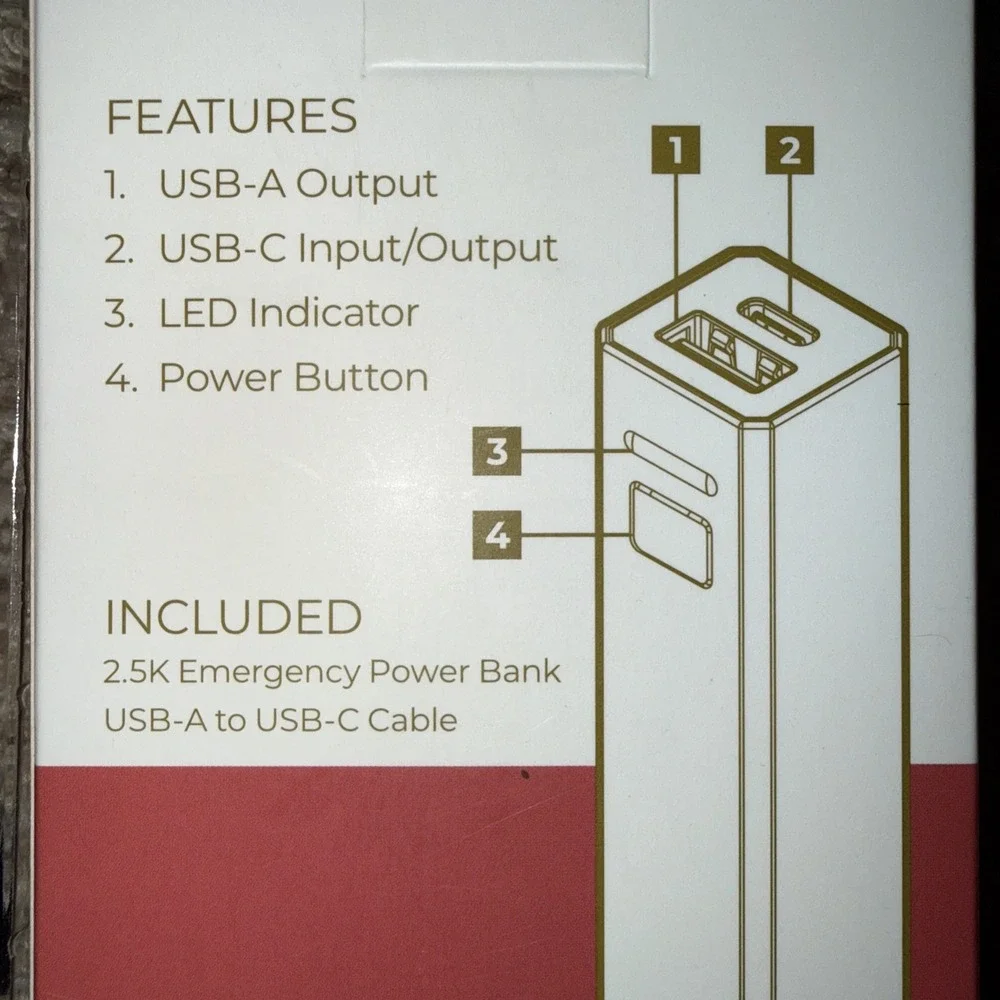 Halo 2.2K Emergency Power Bank‎ Red/Pink Portable Charger